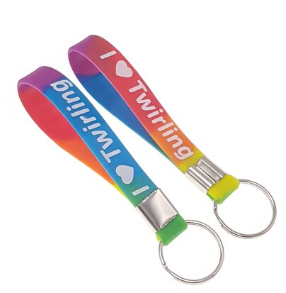 Silicone sleutelhanger I love Twirling regenboog