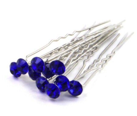 Hairpin single rhinestone blue