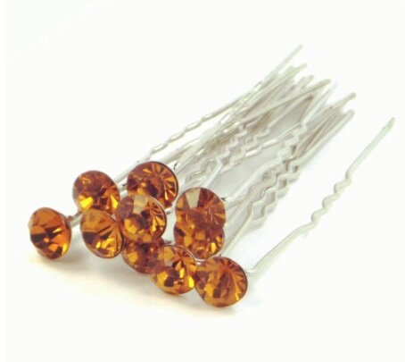 Hairpin single rhinestone gold