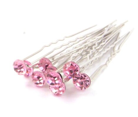 Épingles à cheveux avec une piece strass rose