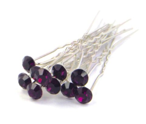 Hairpin single rhinestone purple