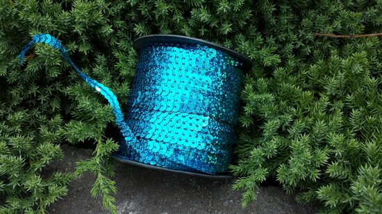 Laser sequin trim blue